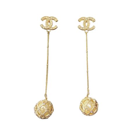 chanel long earrings gold|Chanel earrings size guide.